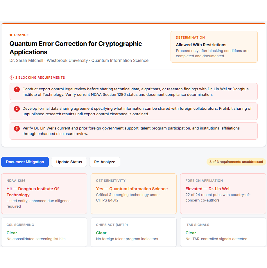 Nobris report — header, risk summary, and entity affiliations